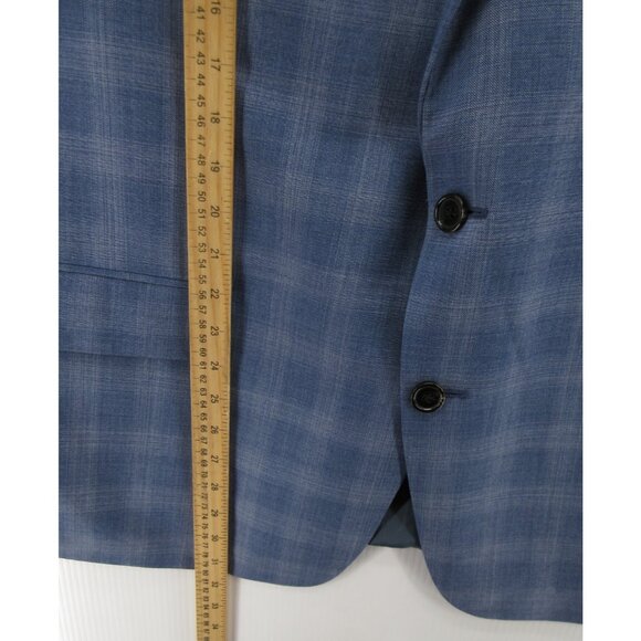 Lauren Ralph Lauren Label Sport Coat 46 Blue Blazer Wool Blend Plaid - Picture 4 of 13
